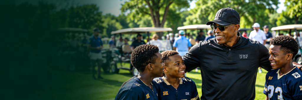 Victor Green with youth at a Foundation golf event