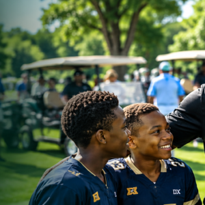 Victor Green with youth at a Foundation golf event